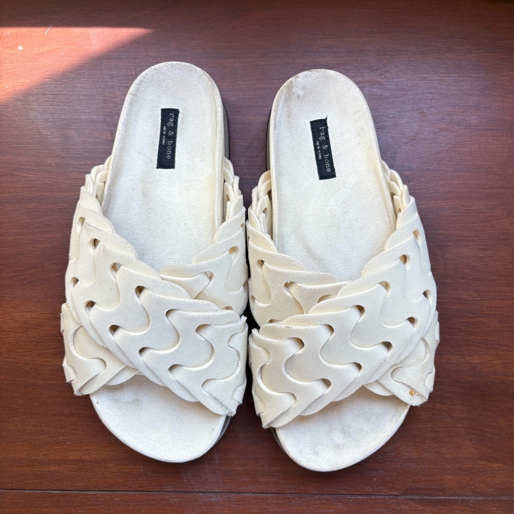Rag and bone women slide sandal - rope in bone